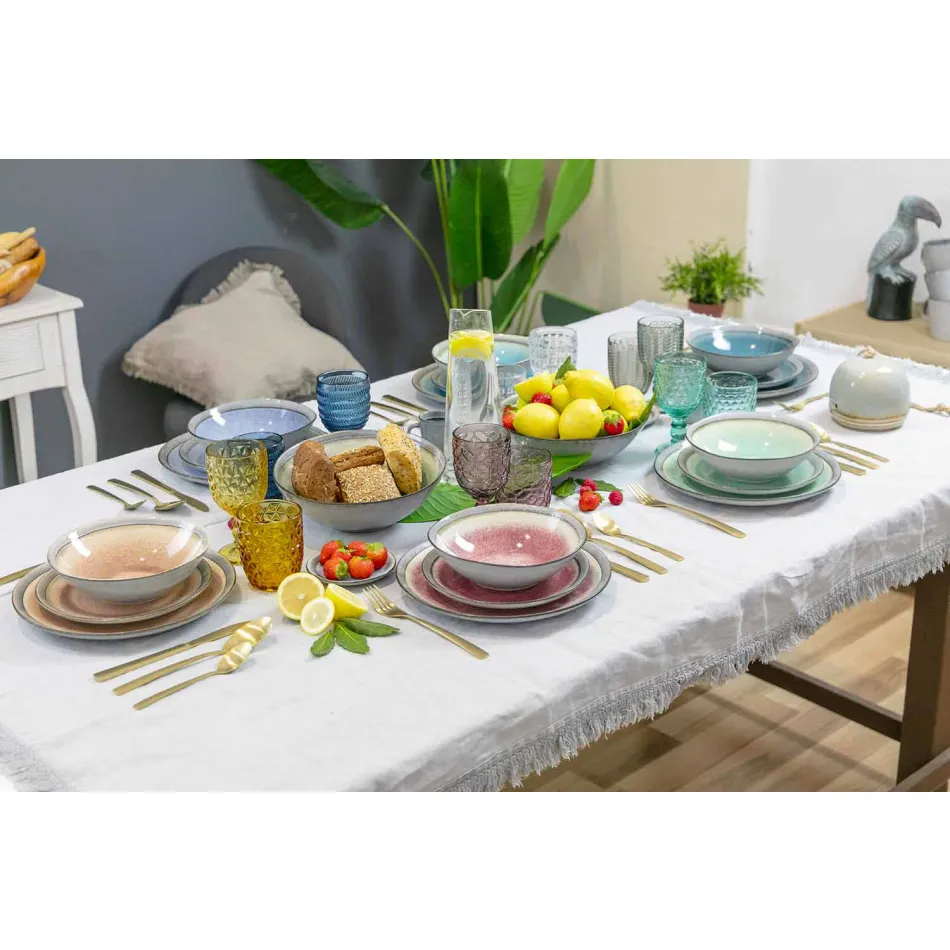 Modern Gekleurd Glas Versierde Glazen Serveerwater 12 Stuks - Mix Viadurini