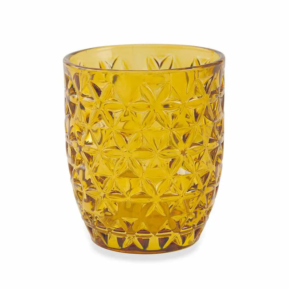 Modern Gekleurd Glas Versierde Glazen Serveerwater 6 Stuks - Mix Viadurini