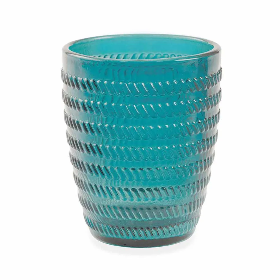 Modern Gekleurd Glas Versierde Glazen Serveerwater 6 Stuks - Mix Viadurini