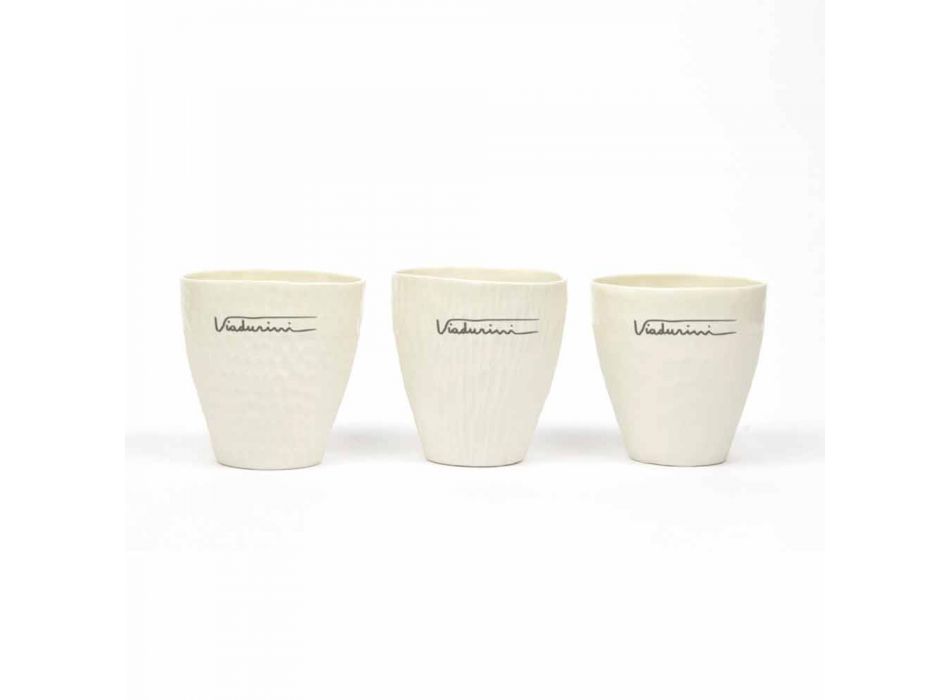Luxe design glazen van wit porselein 6 unieke stukken - Arcireale Viadurini