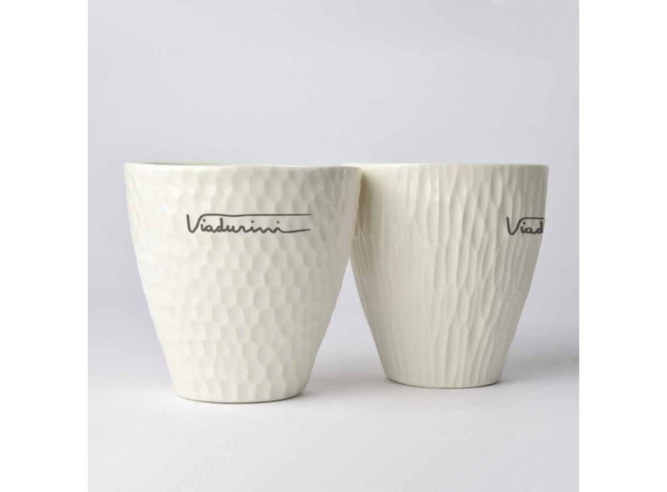 Luxe design glazen van wit porselein 6 unieke stukken - Arcireale Viadurini