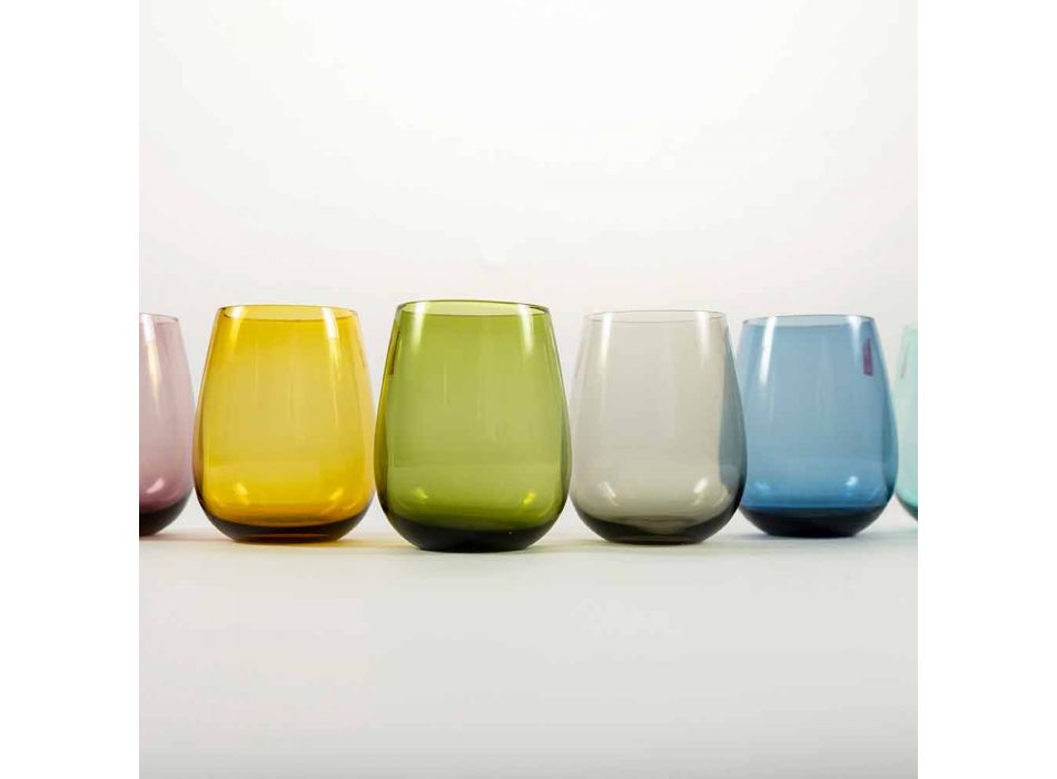 Gekleurde glazen bekers voor water Modern onderhoud van 6 stuks - Aperi Viadurini
