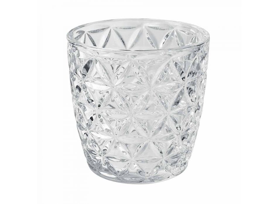 Gedecoreerde transparante glazen glazen, modern waterservice 12 stuks - mix Viadurini