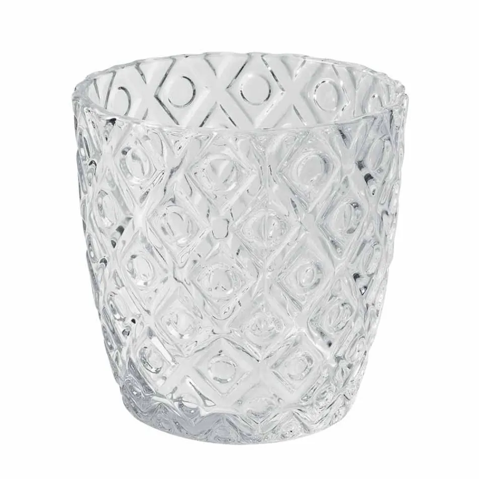 Gedecoreerde transparante glazen glazen, modern waterservice 12 stuks - mix Viadurini