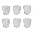 Gedecoreerde transparante glazen glazen, modern waterservice 12 stuks - mix Viadurini