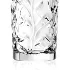Hoge Tumbler Glazen in Eco Crystal Leaf Decoratie 12 Stuks - Magnolio Viadurini
