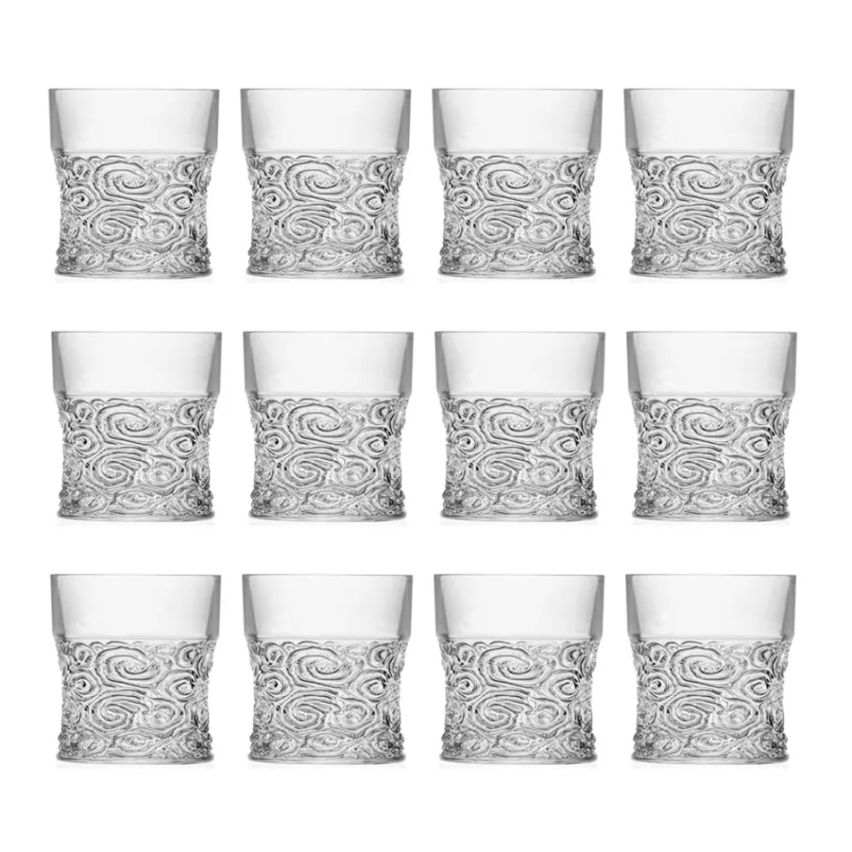 Lage Tumbler Glazen in Eco Crystal Audace Decoratie 12 Stuks - Ritmo Viadurini