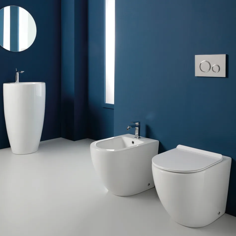 Aralia keramische bidet met één gat en cyclonische werking, modern design Viadurini