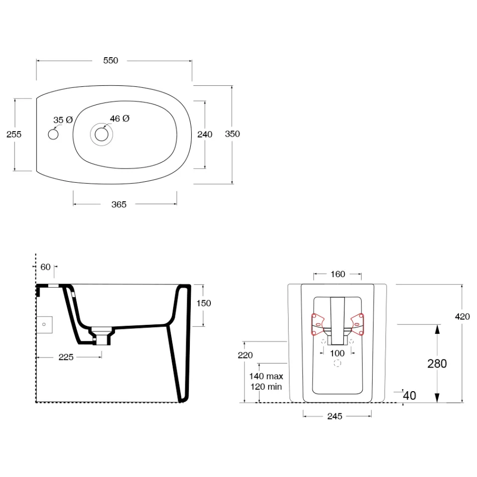 Vloergemonteerd keramisch bidet in diverse kleuren, made in Italy - Girl Viadurini
