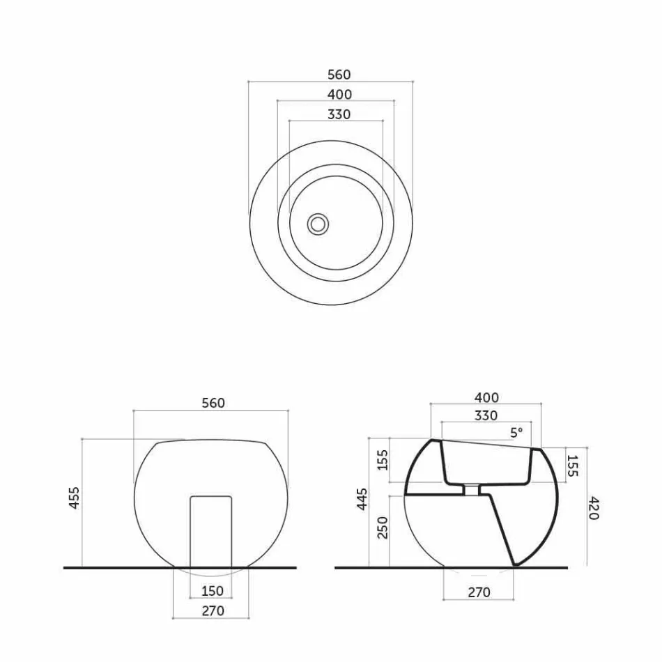 Bolvormig bidet in Fanna-gekleurd keramiek Viadurini