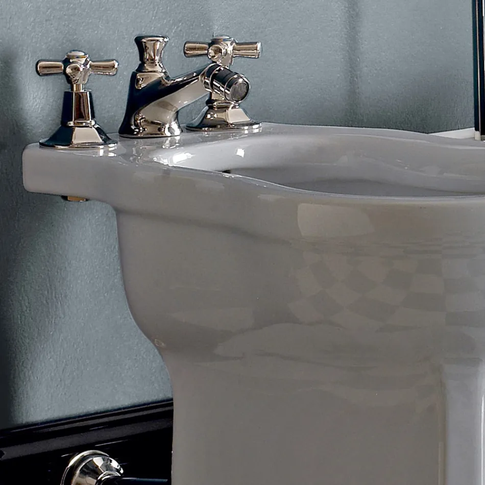 Vintage witte of zwarte keramische vloerbidet gemaakt in Italië - Marwa Viadurini