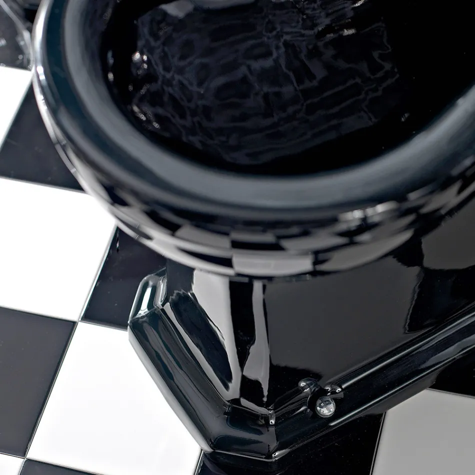 Vintage witte of zwarte keramische vloerbidet gemaakt in Italië - Marwa Viadurini