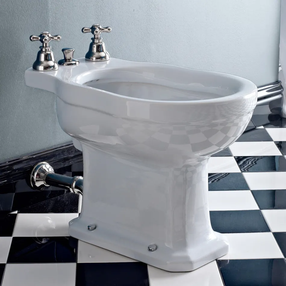 Vintage witte of zwarte keramische vloerbidet gemaakt in Italië - Marwa Viadurini