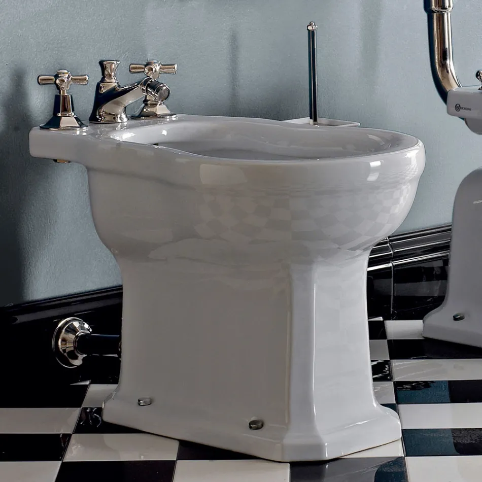 Vintage witte of zwarte keramische vloerbidet gemaakt in Italië - Marwa Viadurini