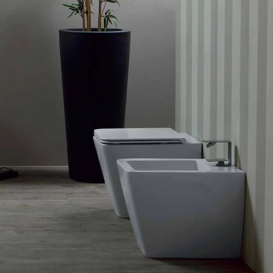 Bidet wit keramiek modern design Zon 55x35 cm Made in Italy Viadurini