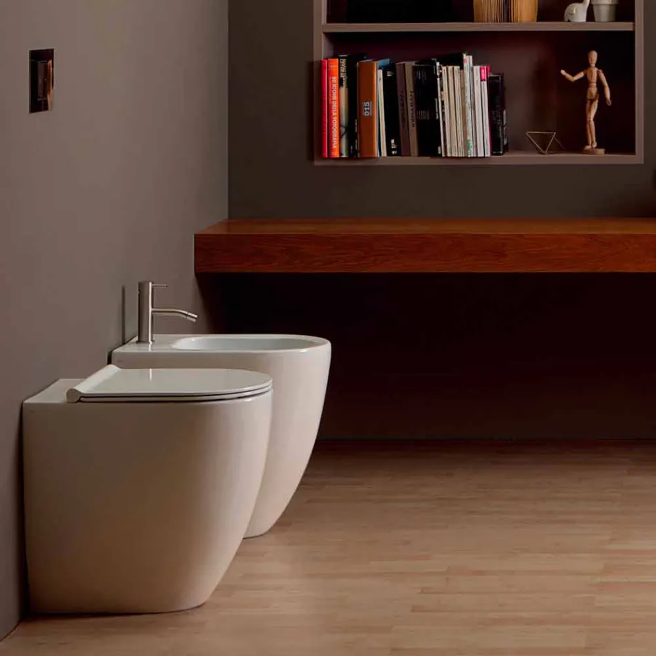 Bidet in modern design keramische Shine Plein Open Rimless H50 cm Viadurini