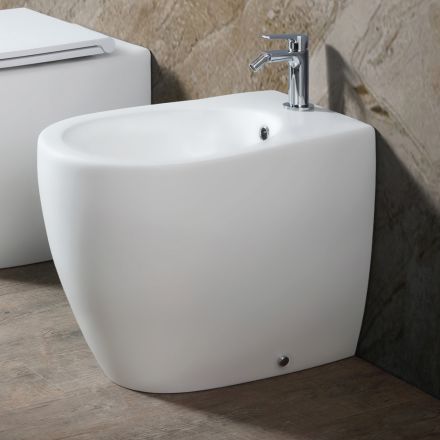 Aster vrijstaande bidet in mat keramiek, verkrijgbaar in twee kleuren en met een modern design. Viadurini