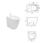 Vloerstaande bidet met één gat en randloze technologie in wit keramiek - Oleandro  Viadurini