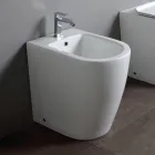 Vloerstaande bidet met één gat en randloze technologie in wit keramiek - Oleandro  Viadurini