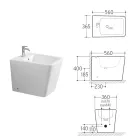 Vloerstaande bidet met één gat in wit keramiek met een elegant modern design - Giunco Viadurini