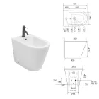 Salice vrijstaande bidet met één spoelgat, uitgevoerd in wit keramiek met een elegant modern design. Viadurini