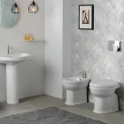 Vloerstaande bidet met één gat in wit keramiek met een elegant modern design - Silica Viadurini