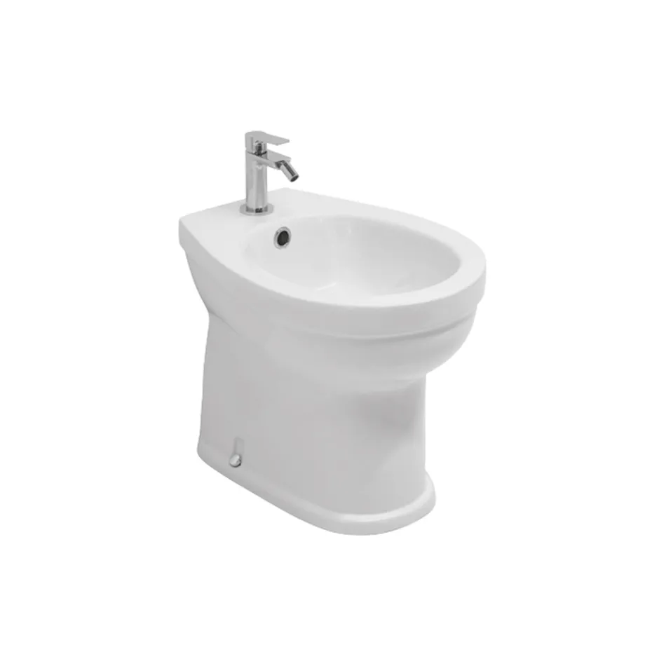 Vloerstaande bidet met één gat in wit keramiek met een elegant modern design - Silica Viadurini