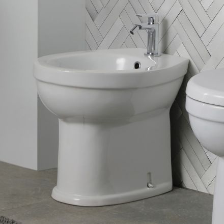 Vloerstaande bidet met één gat in wit keramiek met een elegant modern design - Silica Viadurini