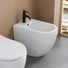 Vrijstaande bidet met één spoelgat, vervaardigd uit duurzaam wit keramiek met een modern design - Olmo Viadurini