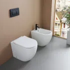 Vrijstaande bidet met één spoelgat, vervaardigd uit duurzaam wit keramiek met een modern design - Olmo Viadurini