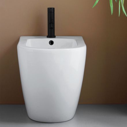 Vrijstaande bidet met één spoelgat, vervaardigd uit duurzaam wit keramiek met een modern design - Olmo Viadurini