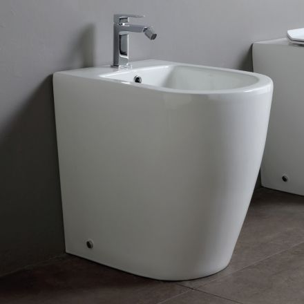 Eengats bidet met verplaatsbare afvoer in keramiek met een modern design - Oleandro  Viadurini