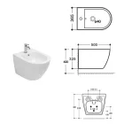 Wandbidet met één gat in wit keramiek met een modern design - Ginepro Viadurini