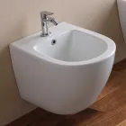 Wandbidet met één gat in wit keramiek met een modern design - Ginepro Viadurini