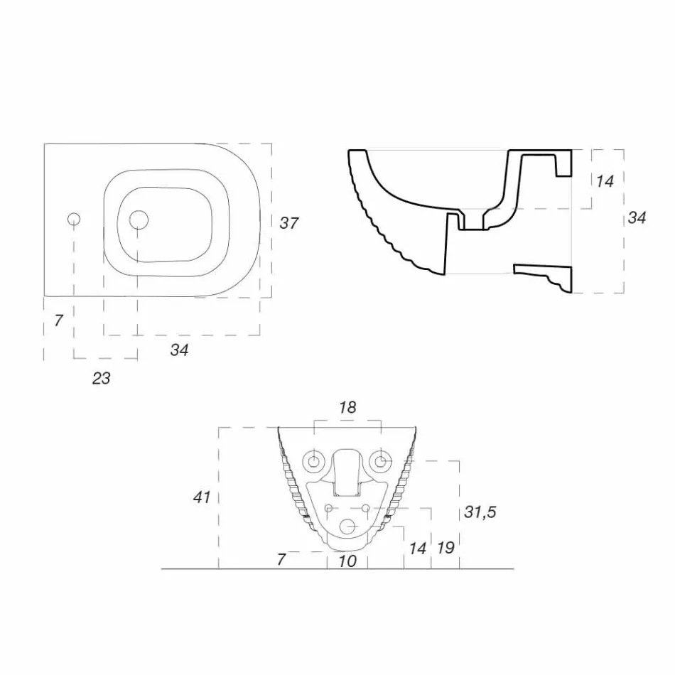 Opgeschort bidet van Made in Italy Design in Trabia-keramiek Viadurini