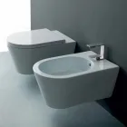 Hung bidet in keramische vormgeving Zon Ronde 57x37cm, gemaakt in Italië Viadurini