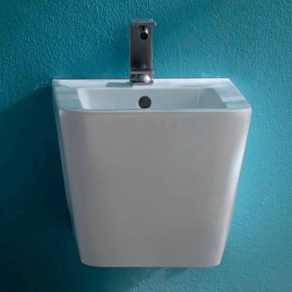 Hung bidet in keramische vormgeving Zon Vierkant 55x35cm, gemaakt in Italië Viadurini