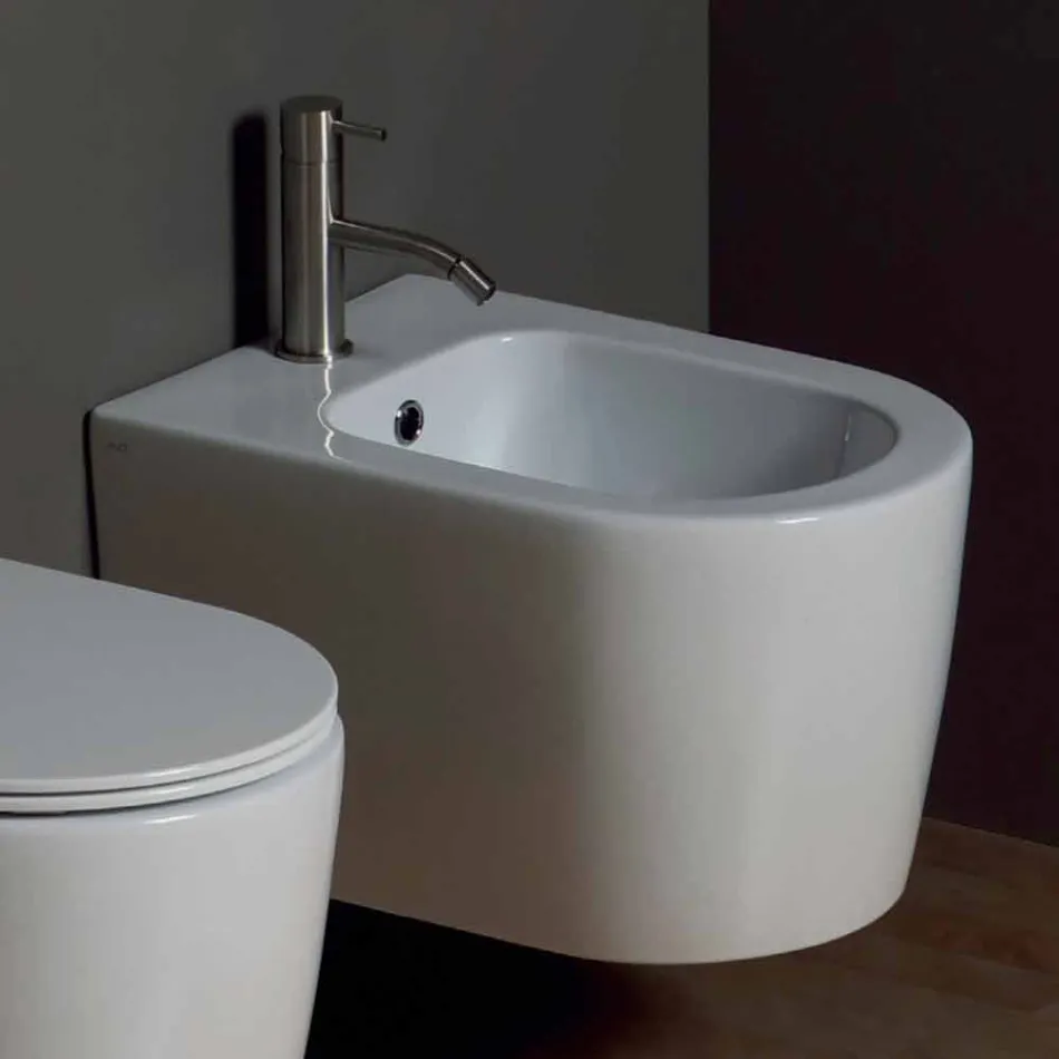 Hung bidet in de moderne Shine Vierkant 50x35cm keramiek, gemaakt in Italië Viadurini