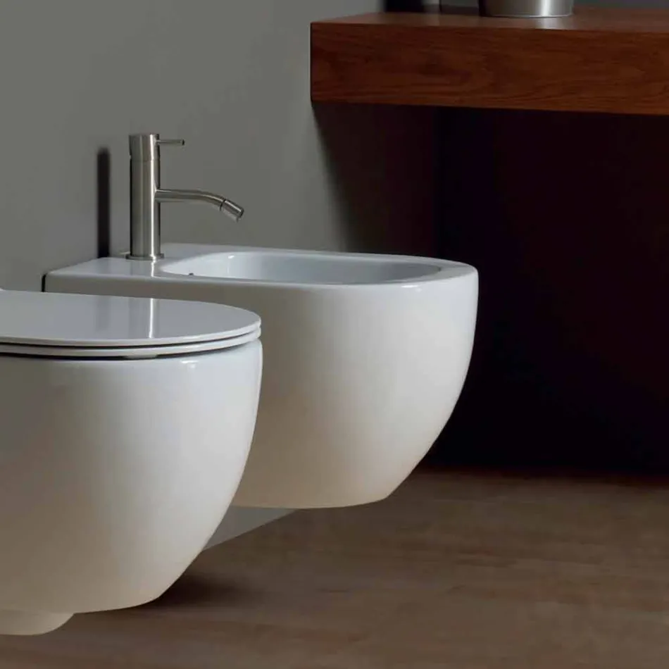 Bidet modern pendel wit keramiek Star 50x35cm Made in Italy Viadurini