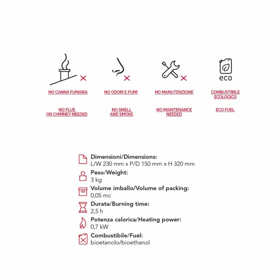 Biocamino Countertop keramische bio-ethanol en Curtis staal Viadurini