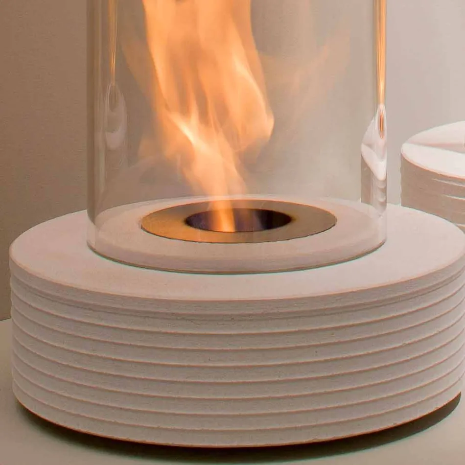 Biocamino round ondersteuning marmer Gordon, made in Italy Viadurini