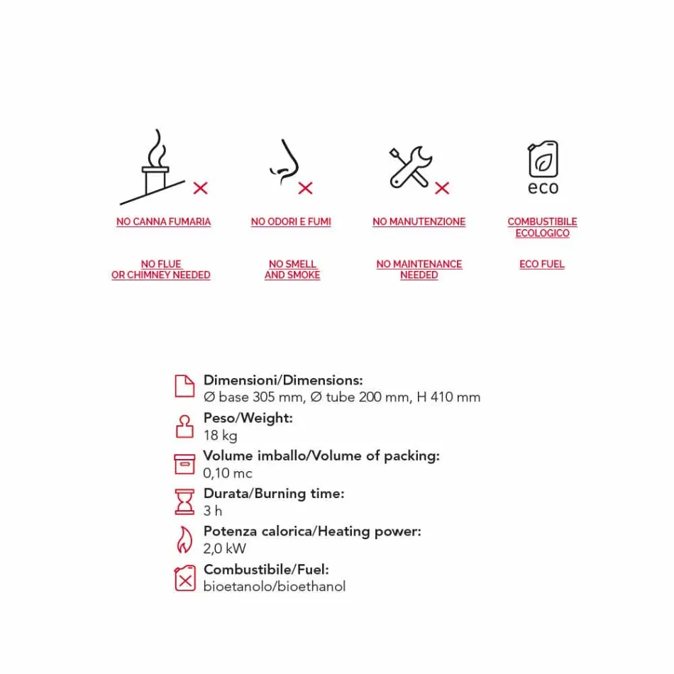 Biocamino round ondersteuning marmer Gordon, made in Italy Viadurini
