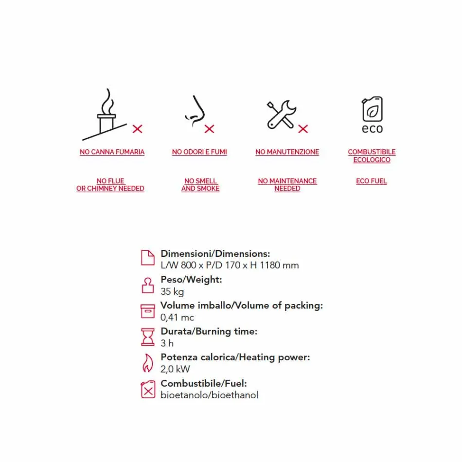 Biocamino van bio-ethanol aarde, flame-vormige modern design Todd Viadurini