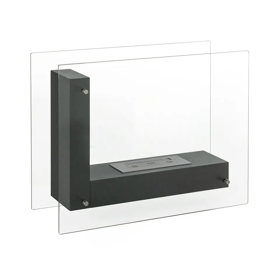 Biohaard op de vloer met dubbelzijdige structuur in glas en zwart metaal - Squillo Viadurini