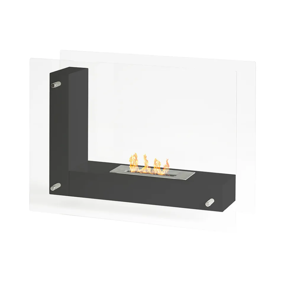 Biohaard op de vloer met dubbelzijdige structuur in glas en zwart metaal - Squillo Viadurini