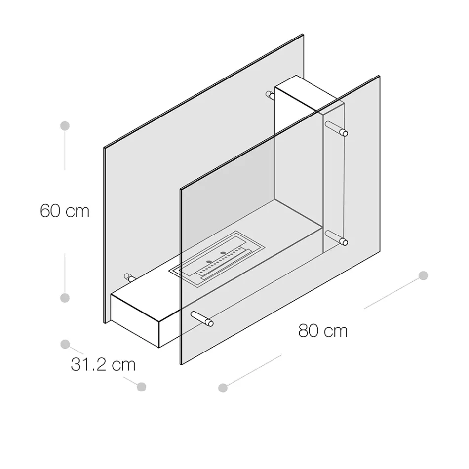 Vloer Bio-haard met dubbelzijdige structuur in glas en metaal - Planeto Viadurini