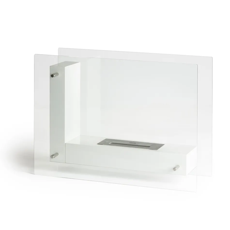 Vloer Bio-haard met dubbelzijdige structuur in glas en metaal - Planeto Viadurini