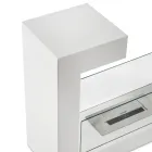 Vloer Bio-open haard in wit gelakt metaal en gehard glas - Pelide Viadurini