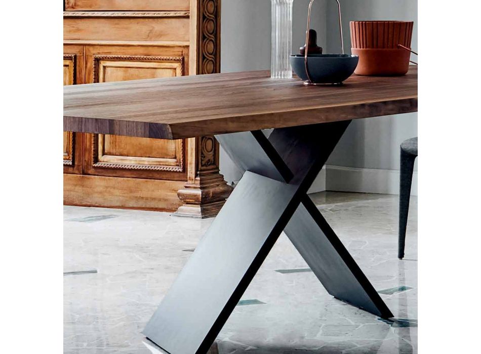 Bonaldo Axe designtafel in hout met natuurlijke randen gemaakt in Italië Viadurini