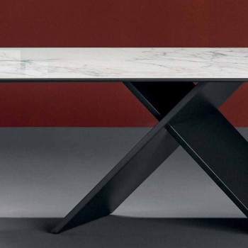 Bonaldo Axe platte designtafel in keramische metalen voet gemaakt in Italië